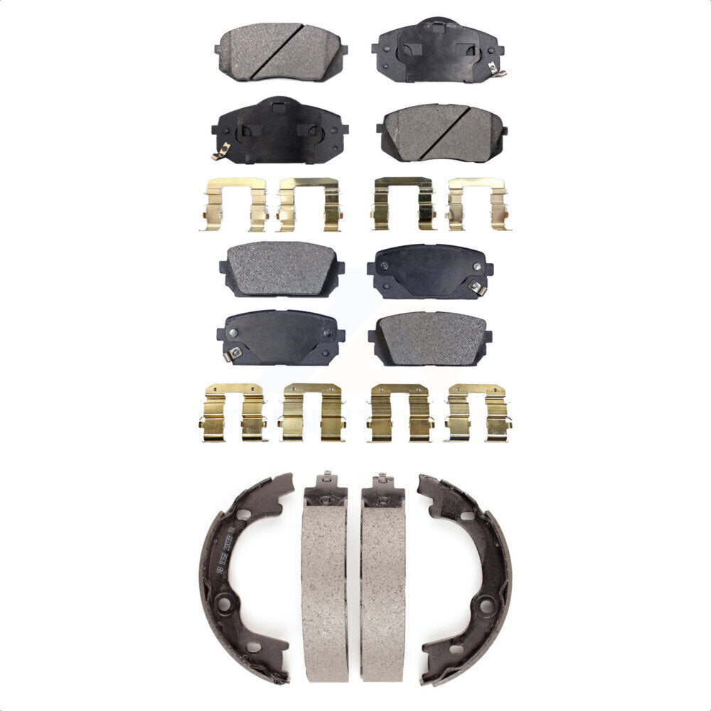 Kit de plaquettes de frein semi-métalliques avant et arrière et de chaussures de stationnement pour Kia Rond 2007 – 2010