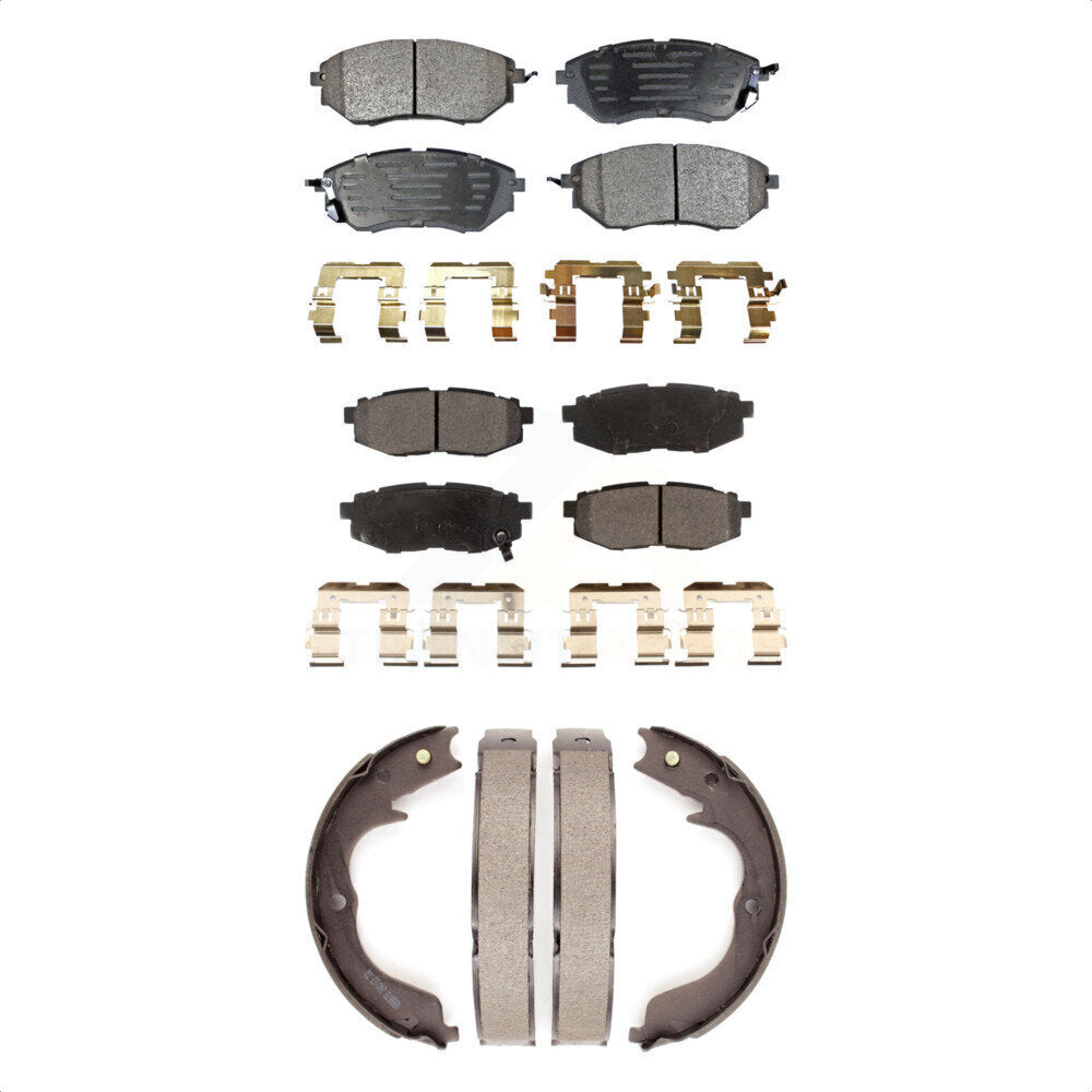 Plaquettes de frein semi-métalliques avant et arrière et Kit de chaussures de stationnement pour Subaru Outback Legac