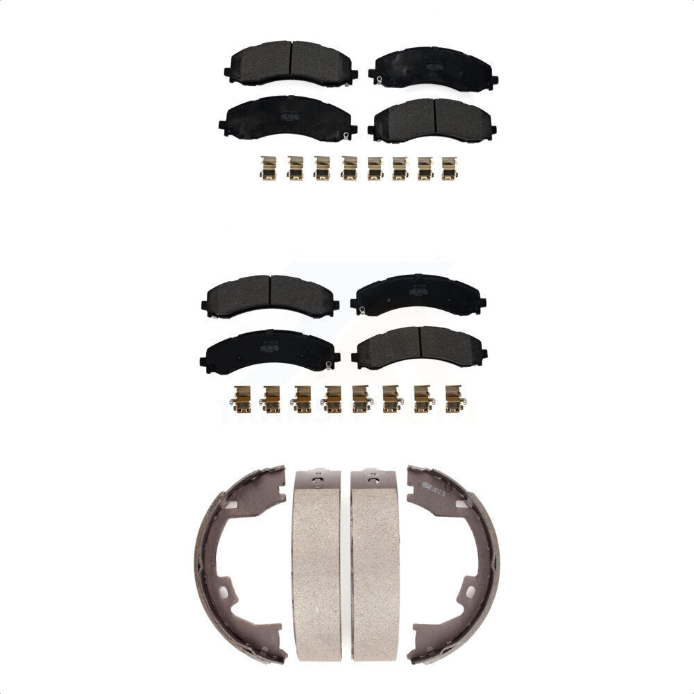 Kit de plaquettes de frein et de chaussures de stationnement semi-métalliques avant et arrière pour Ram 3500
