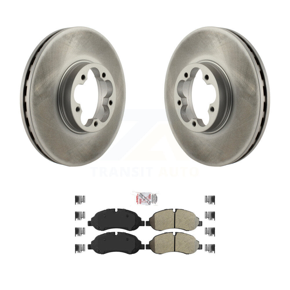 Rotors de frein à disque à revêtement avant et kit de plaquettes semi-métalliques pour Ford Transit-350 H