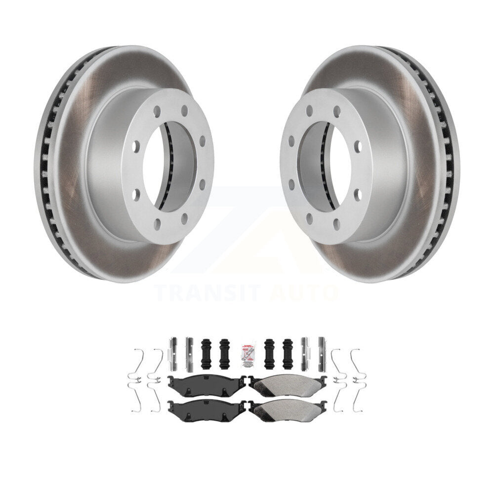 Rotors de frein à disque à revêtement avant et Kit de plaquettes semi-métalliques pour Ford F-450 Super Dut