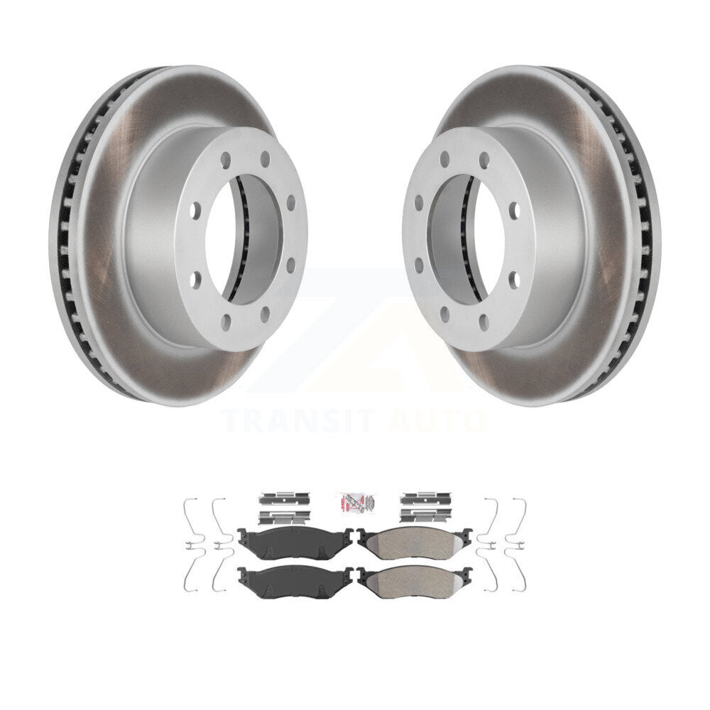 Rotors de frein à disque à revêtement avant et Kit de plaquettes semi-métalliques pour Ford F-450 Super Dut