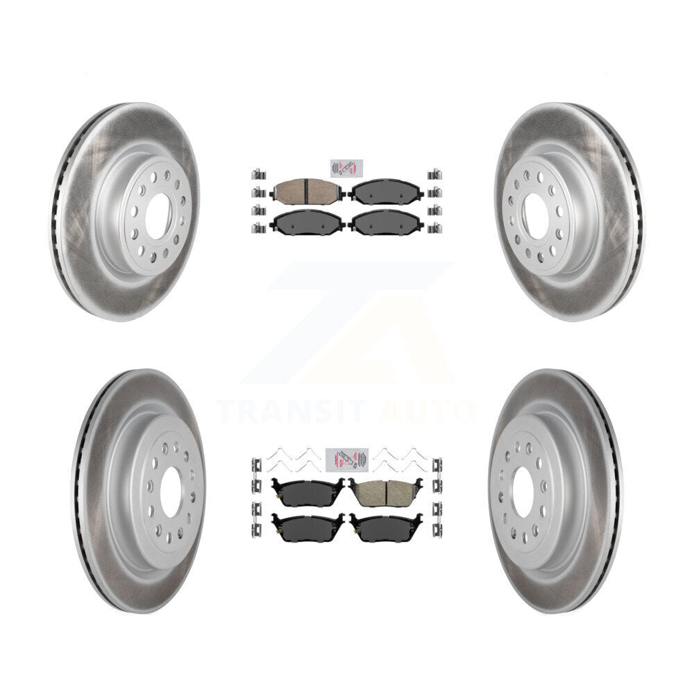 Kit de plaquettes en céramique avant et arrière et de rotors de frein à disque revêtus pour Ram 1500 KGA-10124