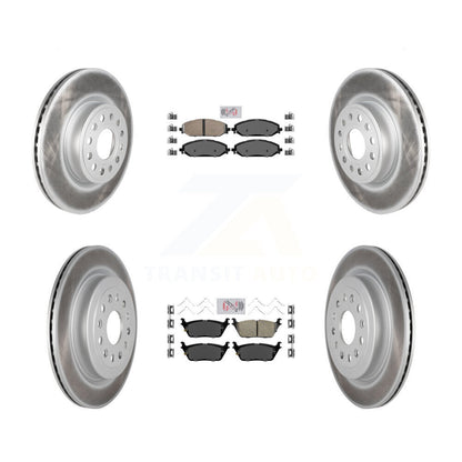 Kit de plaquettes en céramique avant et arrière et de rotors de frein à disque revêtus pour Ram 1500 KGA-10124