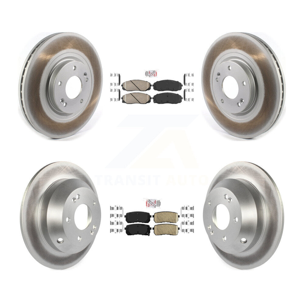 Kit de plaquettes en céramique avant et arrière et de rotors de frein à disque revêtus pour Kia Sedon 2015 – 2021