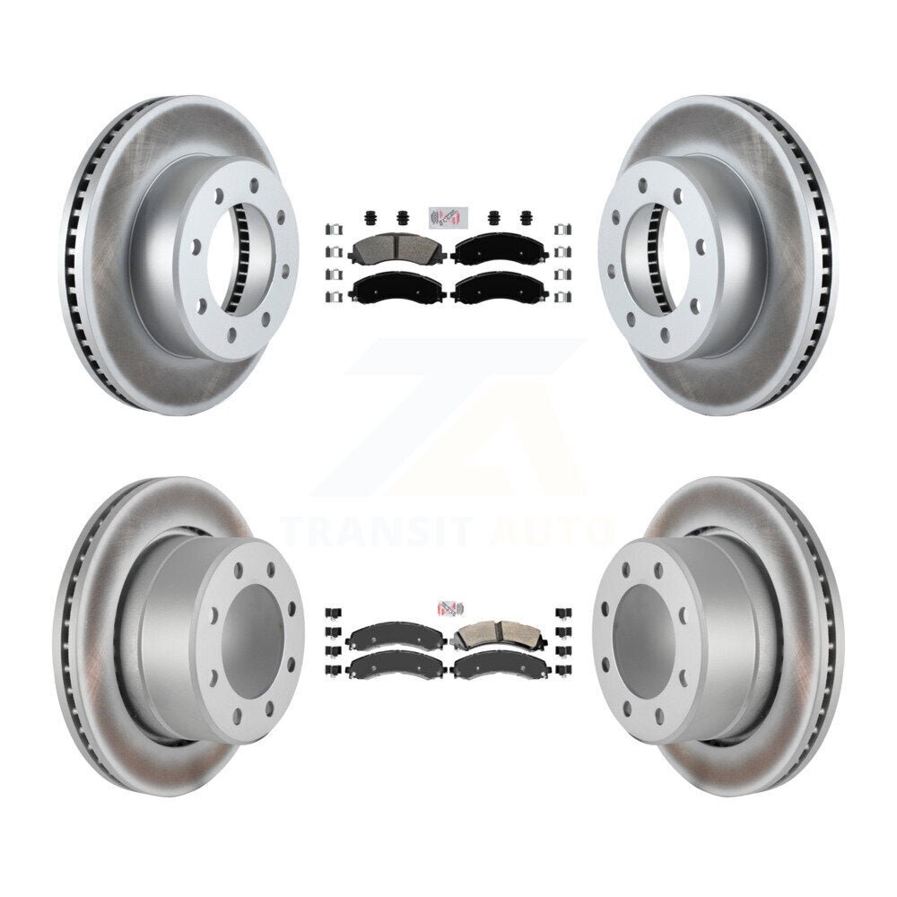 Kit de plaquettes semi-métalliques avant et arrière et de rotors de frein à disque revêtus pour Ram 3500