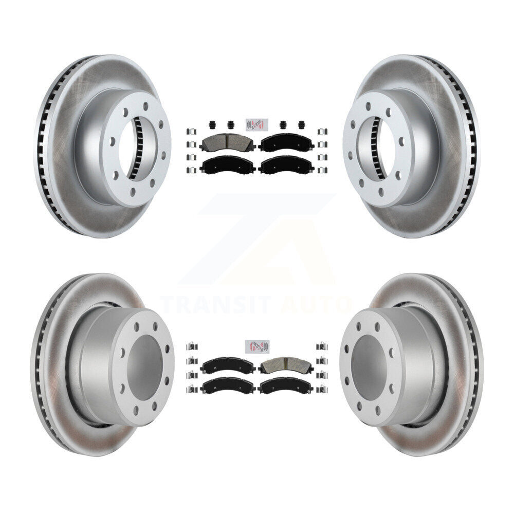 Kit de plaquettes semi-métalliques avant et arrière et de rotors de frein à disque revêtus pour Ram 3500