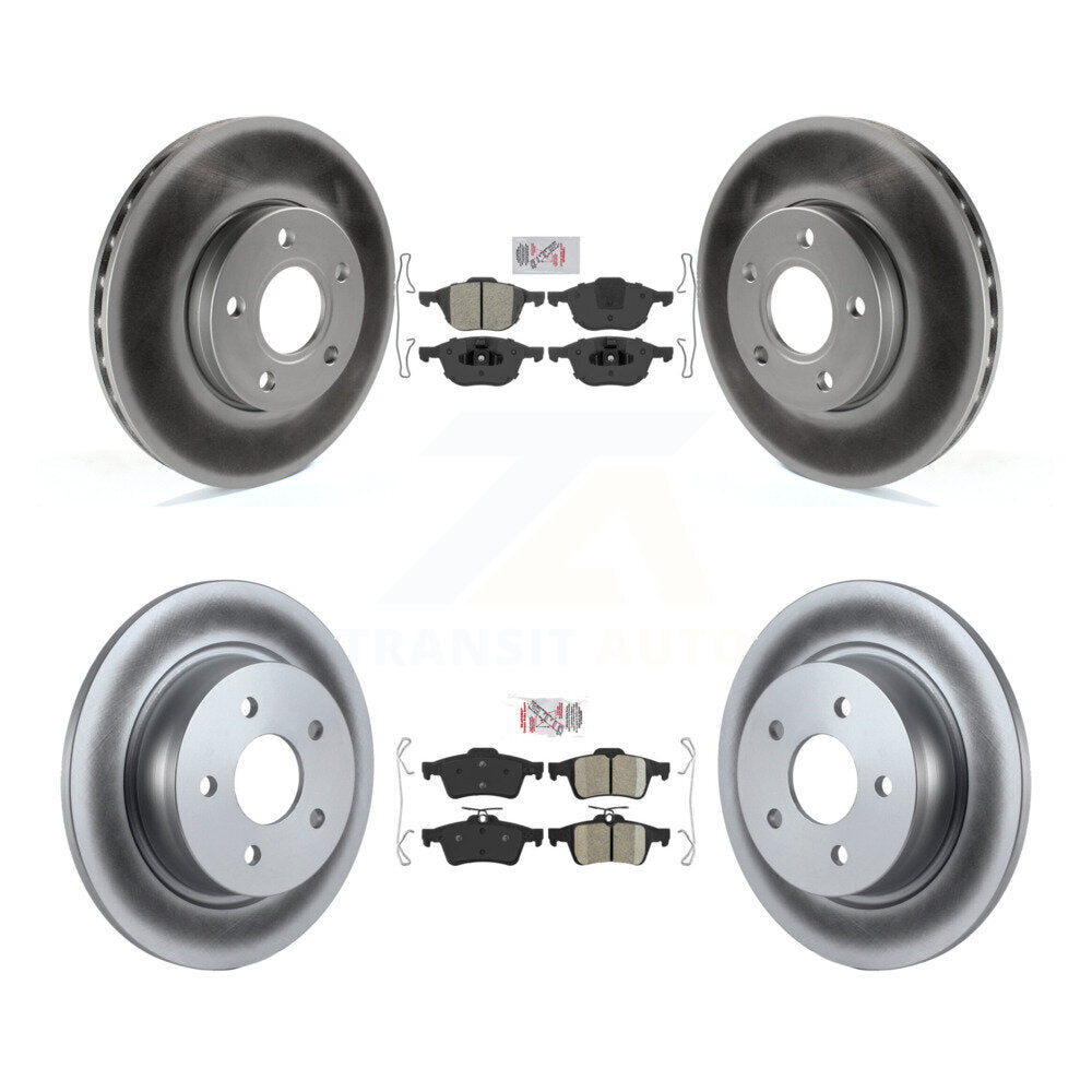 Kit de rotors de frein à disque enduits de plaquettes en céramique avant semi-métalliques arrière pour Ford C-Ma