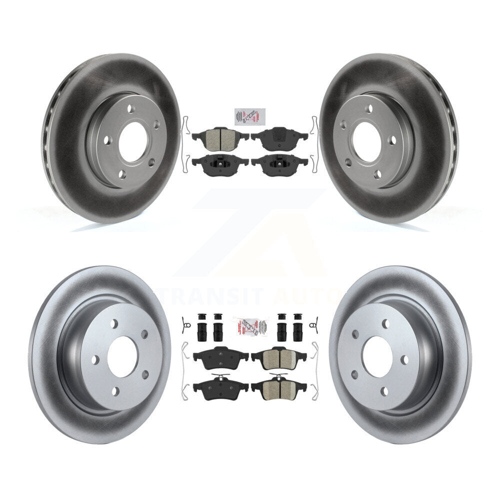 Kit de rotors de frein à disque enduits de plaquettes en céramique avant semi-métalliques arrière pour Ford C-Ma