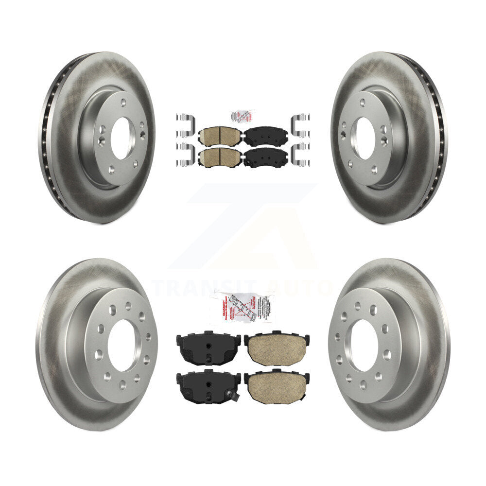 Kit de plaquettes en céramique avant et arrière et de rotors de frein à disque revêtus pour Hyundai Tiburon