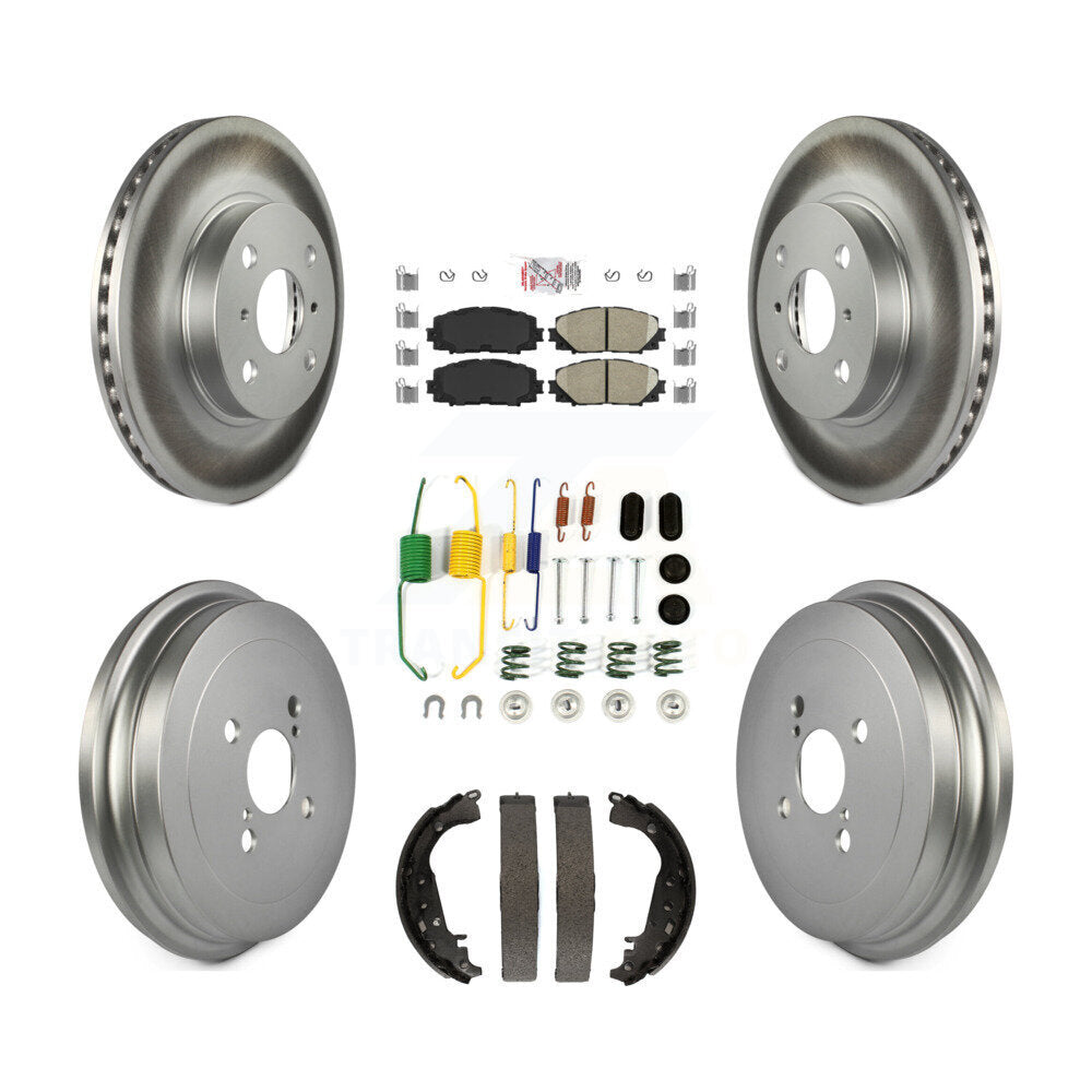 Rotor de frein à disque avant et arrière, tampons en céramique et Kit de tambour revêtu (7 pièces) pour Toyota Yari