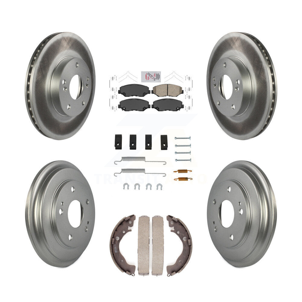 Rotors de frein à disque avant et arrière, tampons en céramique et Kit de tambour revêtu (7 pièces) pour Honda Civi