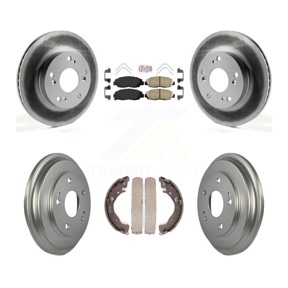 Rotors de frein à disque avant et arrière, plaquettes en céramique et Kit de tambour enduit pour Honda Civic