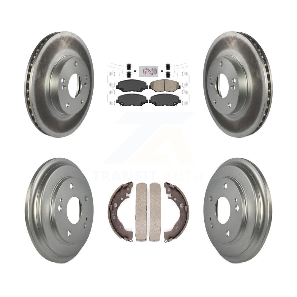 Rotors de frein à disque avant et arrière, plaquettes en céramique et Kit de tambour enduit pour Honda Civic