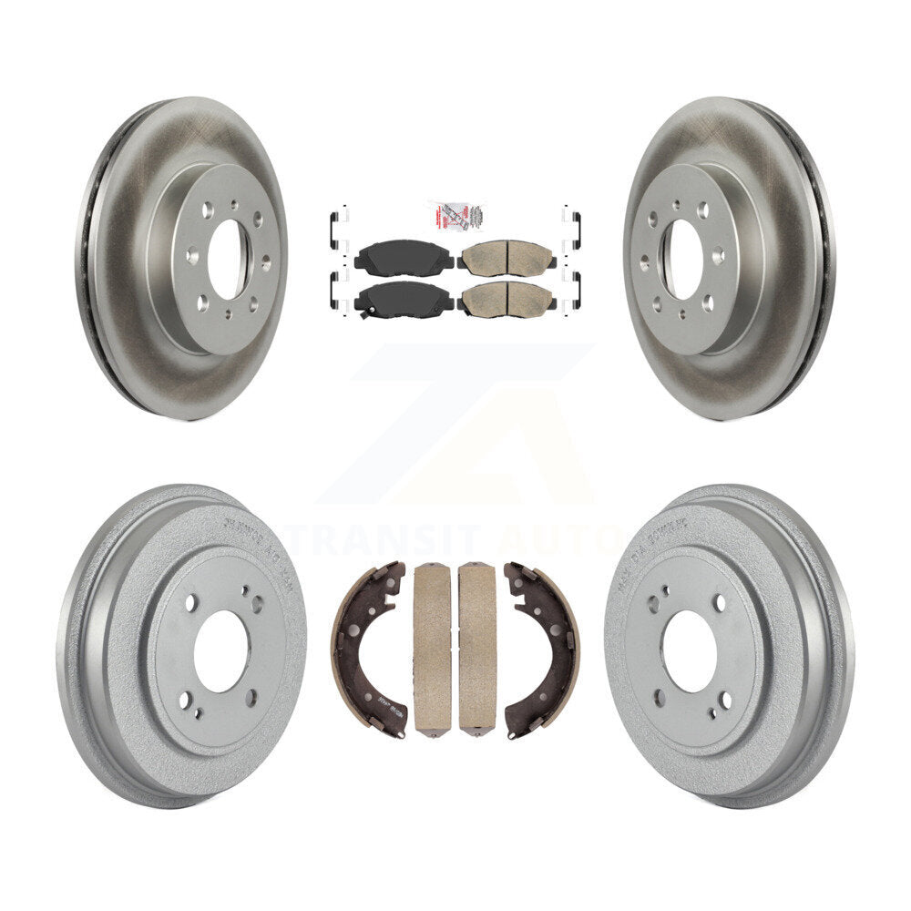 Rotors de frein à disque avant et arrière, plaquettes en céramique et Kit de tambour enduit pour Honda Civic