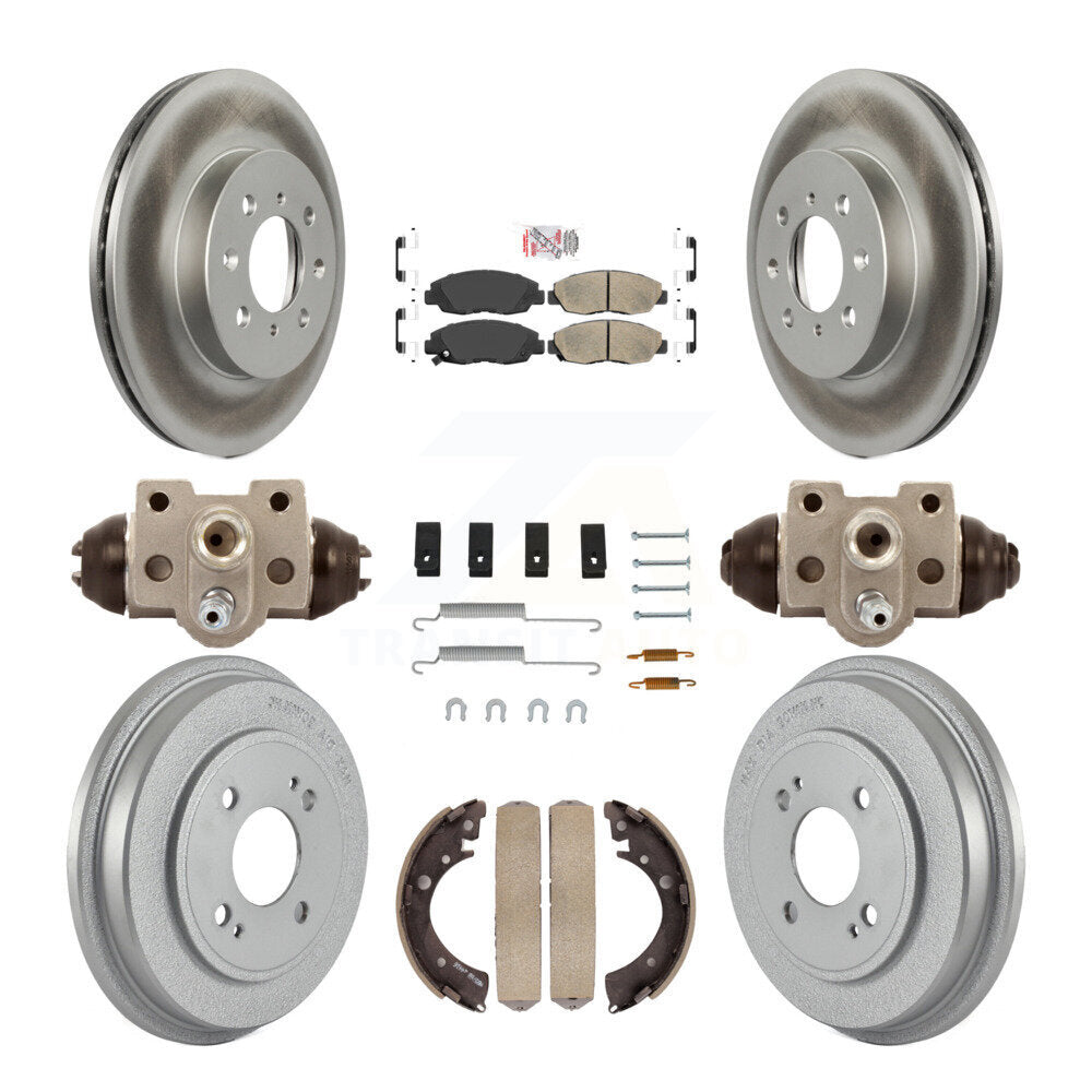 Rotors de frein à disque avant et arrière, tampons en céramique et Kit de tambour revêtu (9 pièces) pour Honda Civi