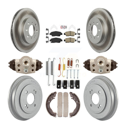 Rotors de frein à disque avant et arrière, tampons en céramique et Kit de tambour revêtu (9 pièces) pour Honda Fi
