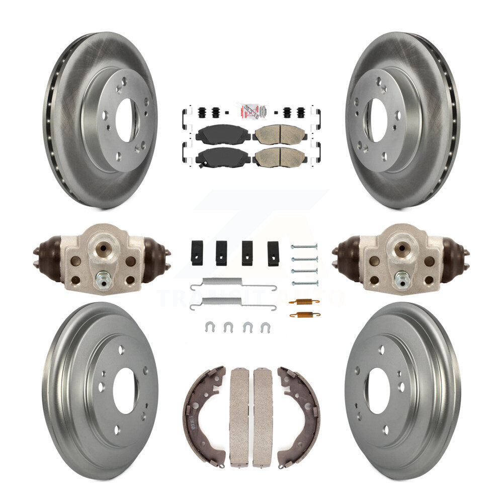 Rotors de frein à disque avant et arrière, tampons en céramique et Kit de tambour revêtu (9 pièces) pour Honda Civi