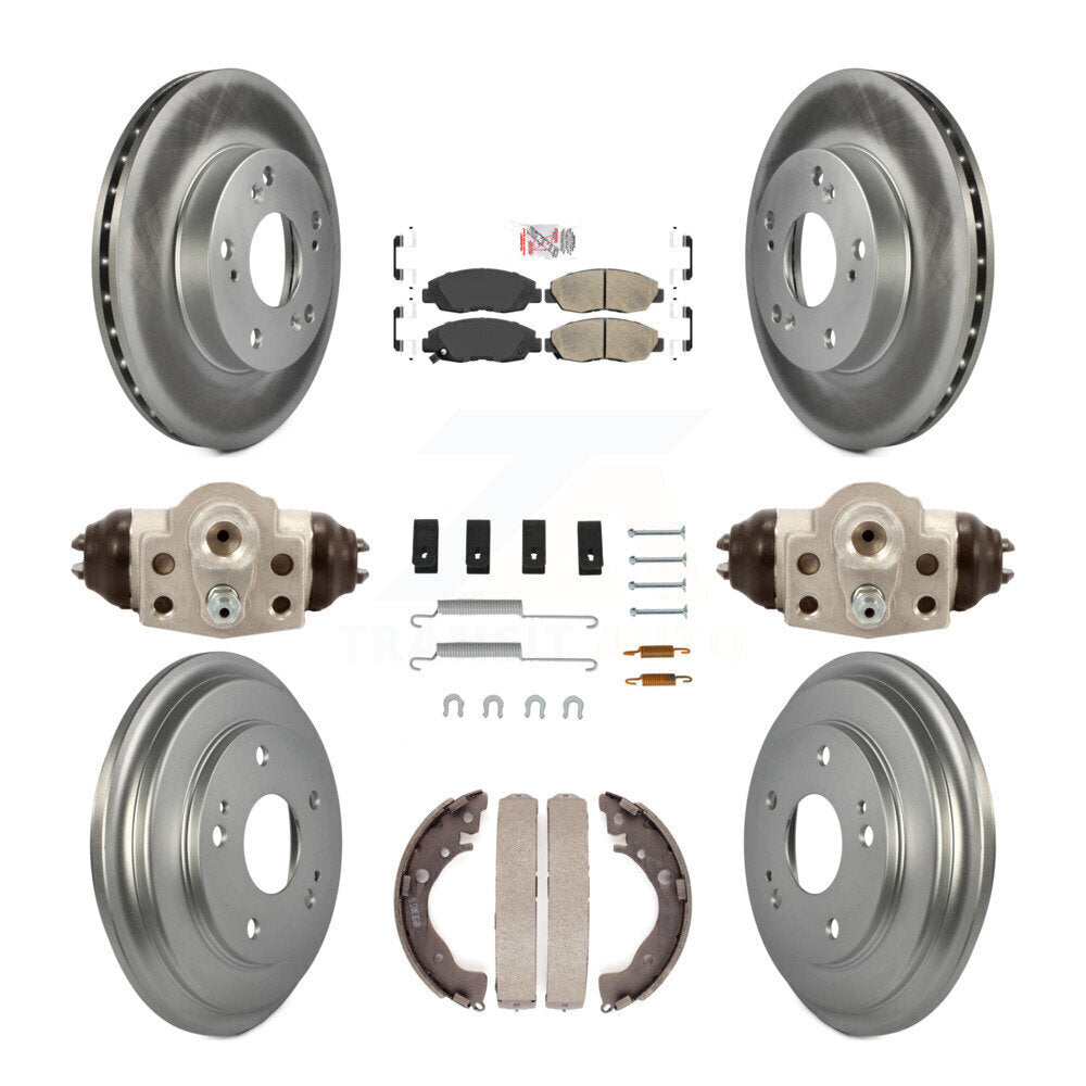 Rotors de frein à disque avant et arrière, tampons en céramique et Kit de tambour revêtu (9 pièces) pour Honda Civi