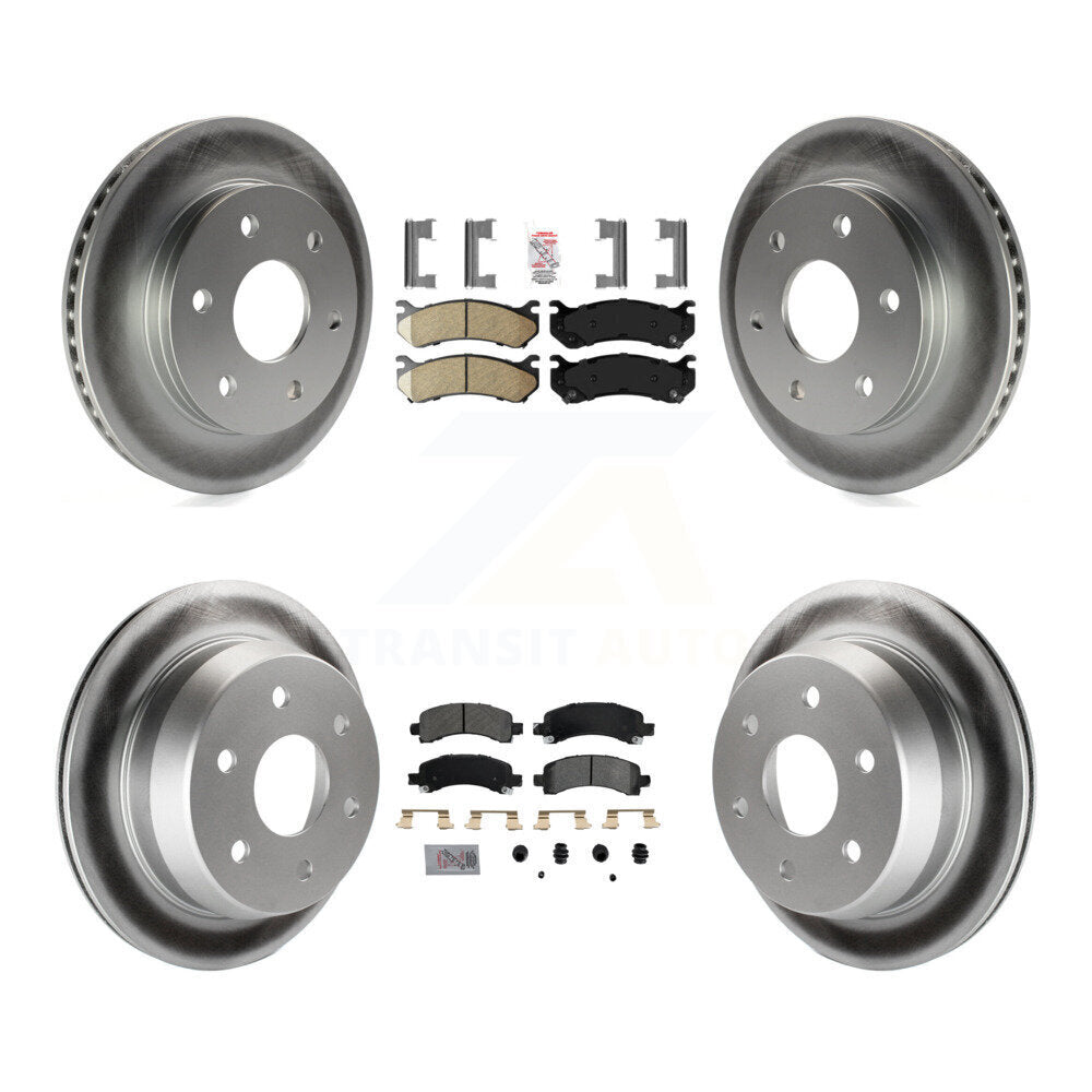 Kit de plaquettes semi-métalliques avant et arrière en céramique et de disques de frein à disque revêtus pour