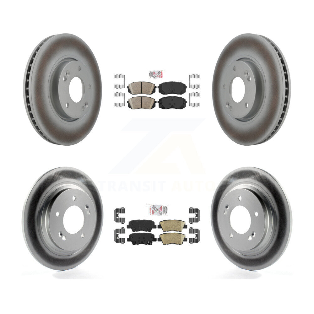 Kit de plaquettes en céramique avant et arrière et de rotors de frein à disque revêtus pour Hyundai Sonata