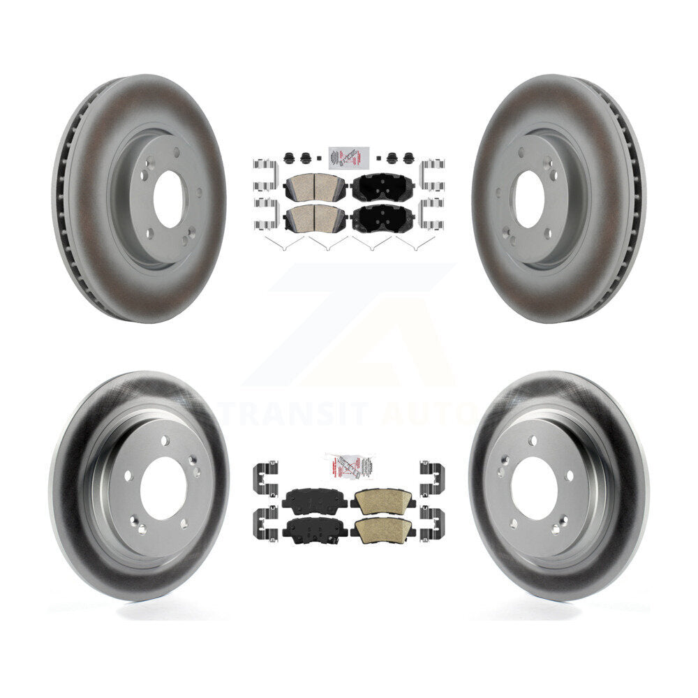 Kit de plaquettes en céramique avant et arrière et de rotors de frein à disque revêtus pour Hyundai Sonata