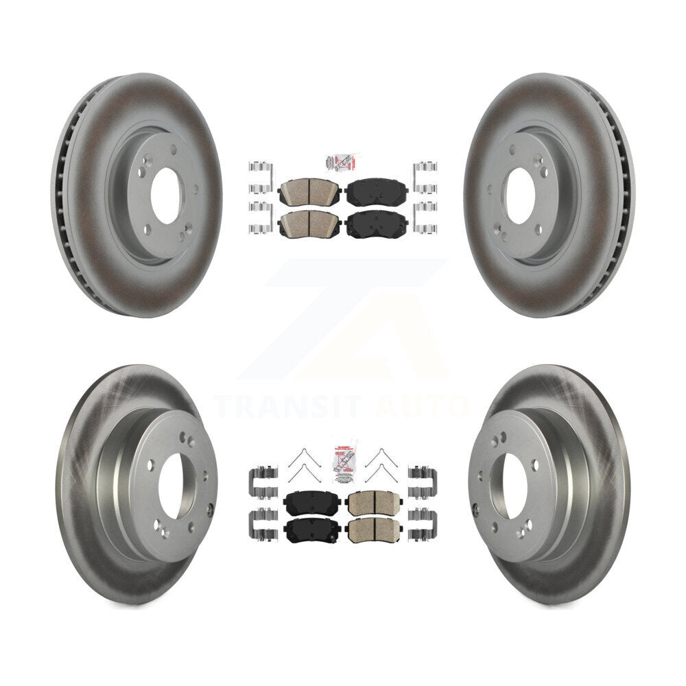 Kit de plaquettes en céramique avant et arrière et de rotors de frein à disque revêtus pour Hyundai Sonata