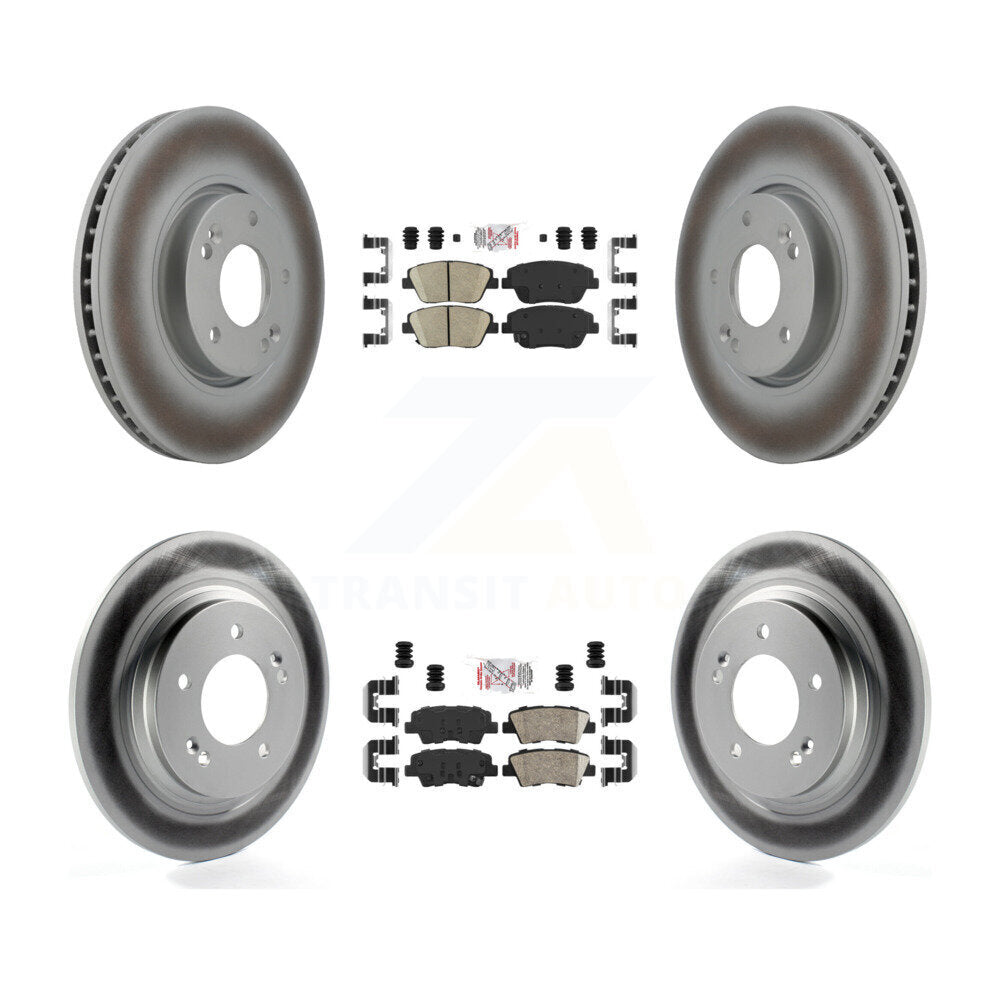 Kit de plaquettes en céramique avant et arrière et de rotors de frein à disque revêtus pour Hyundai Sonata