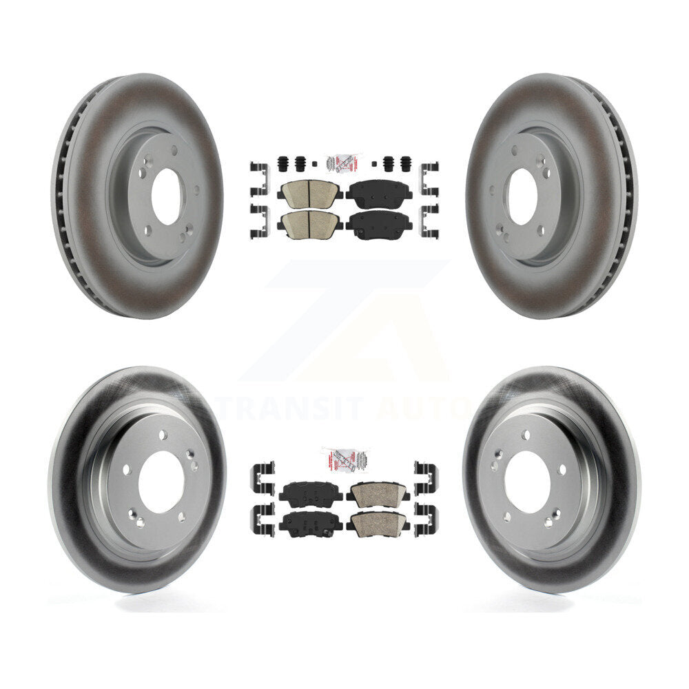 Kit de plaquettes en céramique avant et arrière et de rotors de frein à disque revêtus pour Hyundai Sonata
