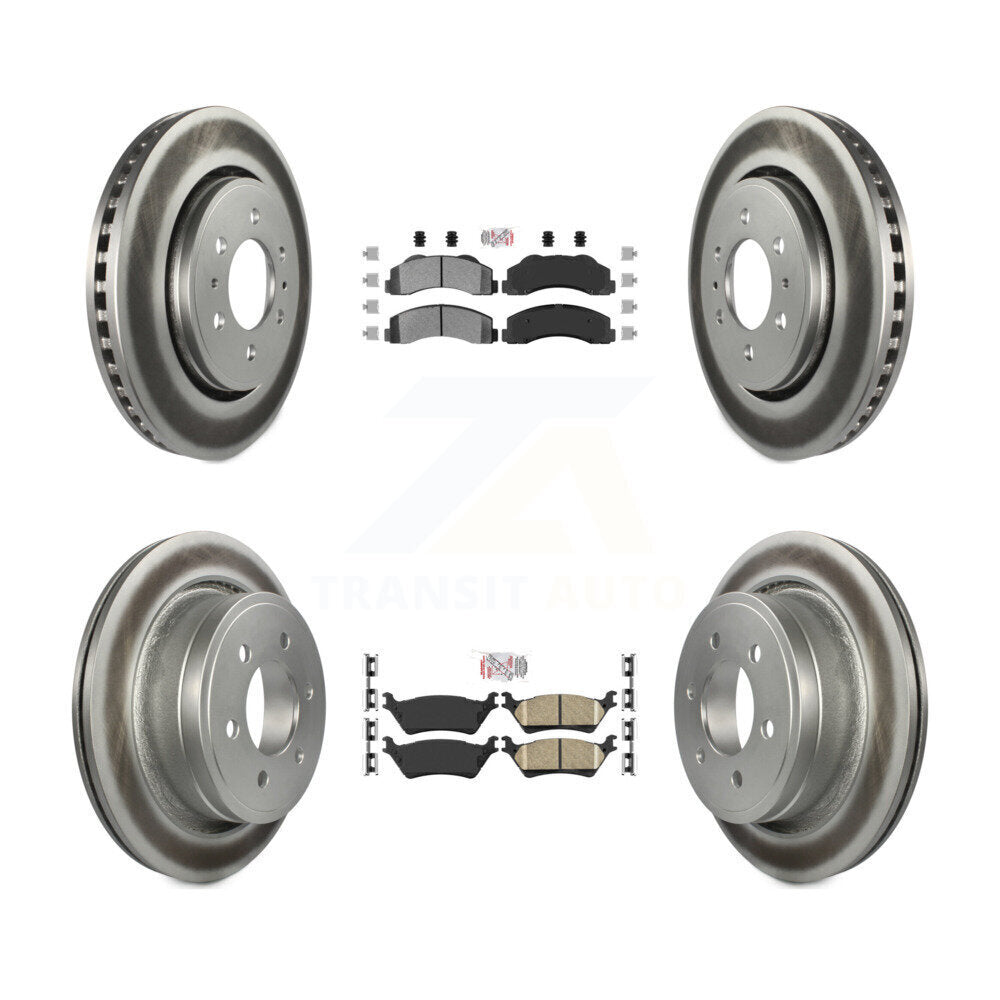 Kit de rotors de frein à disque enduits de plaquettes en céramique avant semi-métalliques arrière pour Ford F-15
