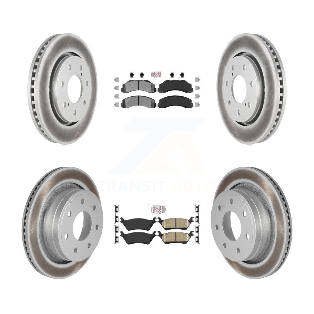 Kit de rotors de frein à disque enduits de plaquettes en céramique avant semi-métalliques arrière pour Ford F-15