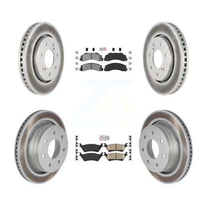 Kit de rotors de frein à disque enduits de plaquettes en céramique avant semi-métalliques arrière pour Ford F-15