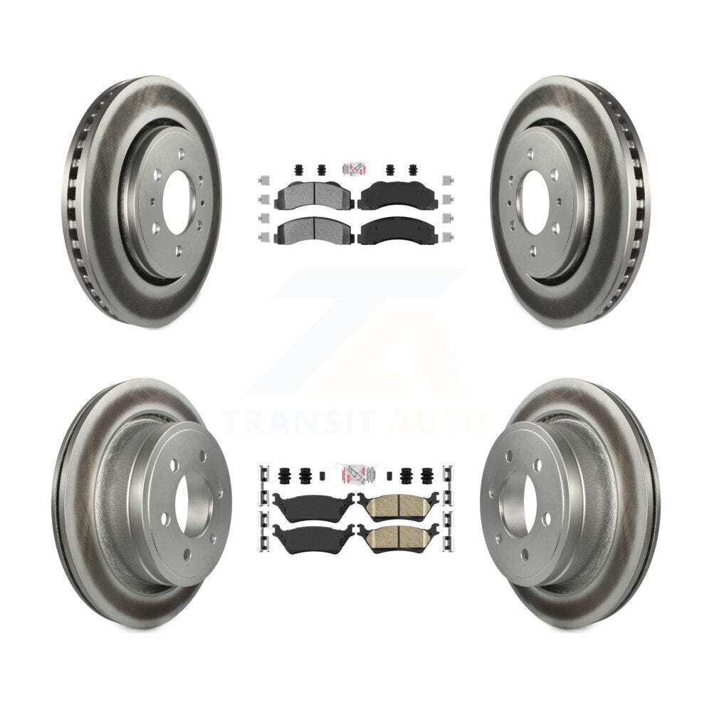 Kit de rotors de frein à disque enduits de plaquettes en céramique avant semi-métalliques arrière pour Ford F-15