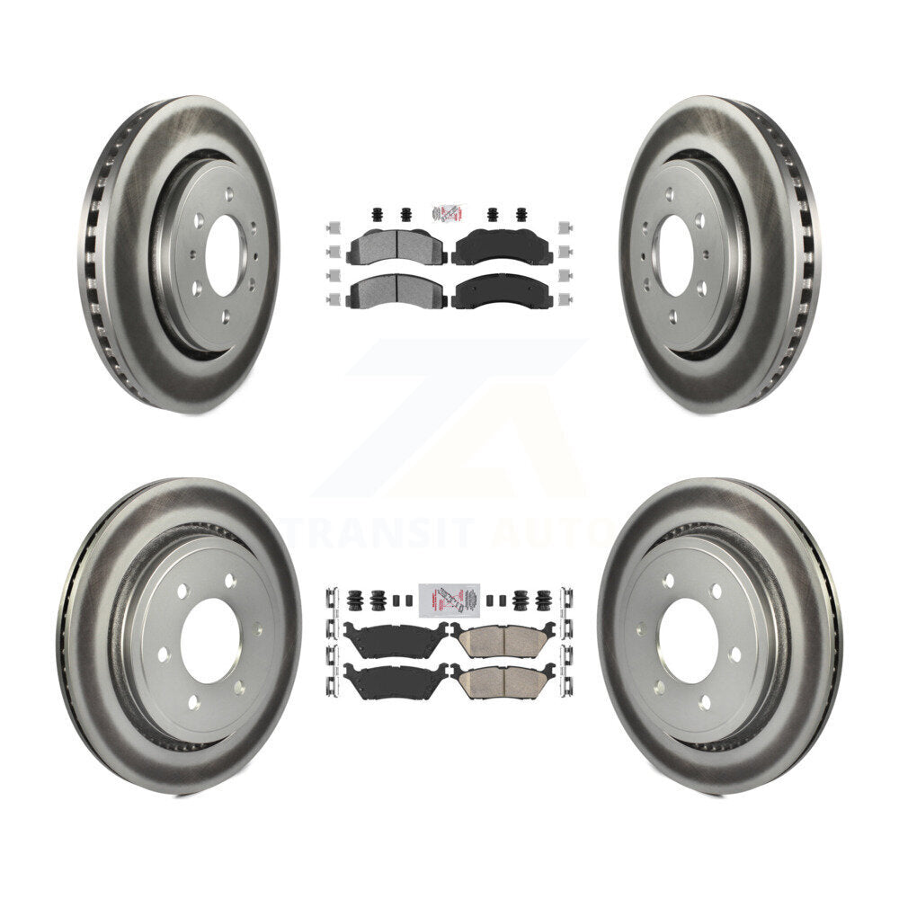 Kit de rotors de frein à disque enduits de plaquettes en céramique avant semi-métalliques arrière pour Ford F-15