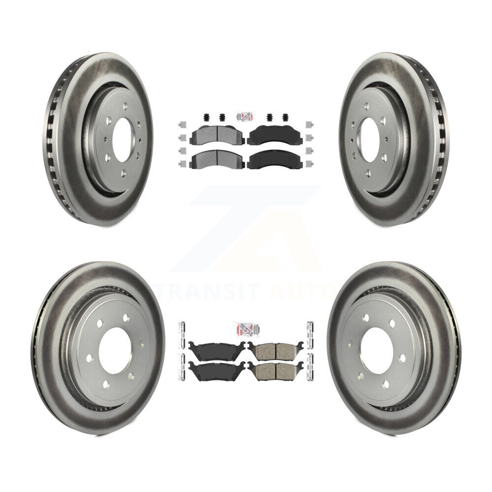 Kit de rotors de frein à disque enduits de plaquettes en céramique avant semi-métalliques arrière pour Ford F-15