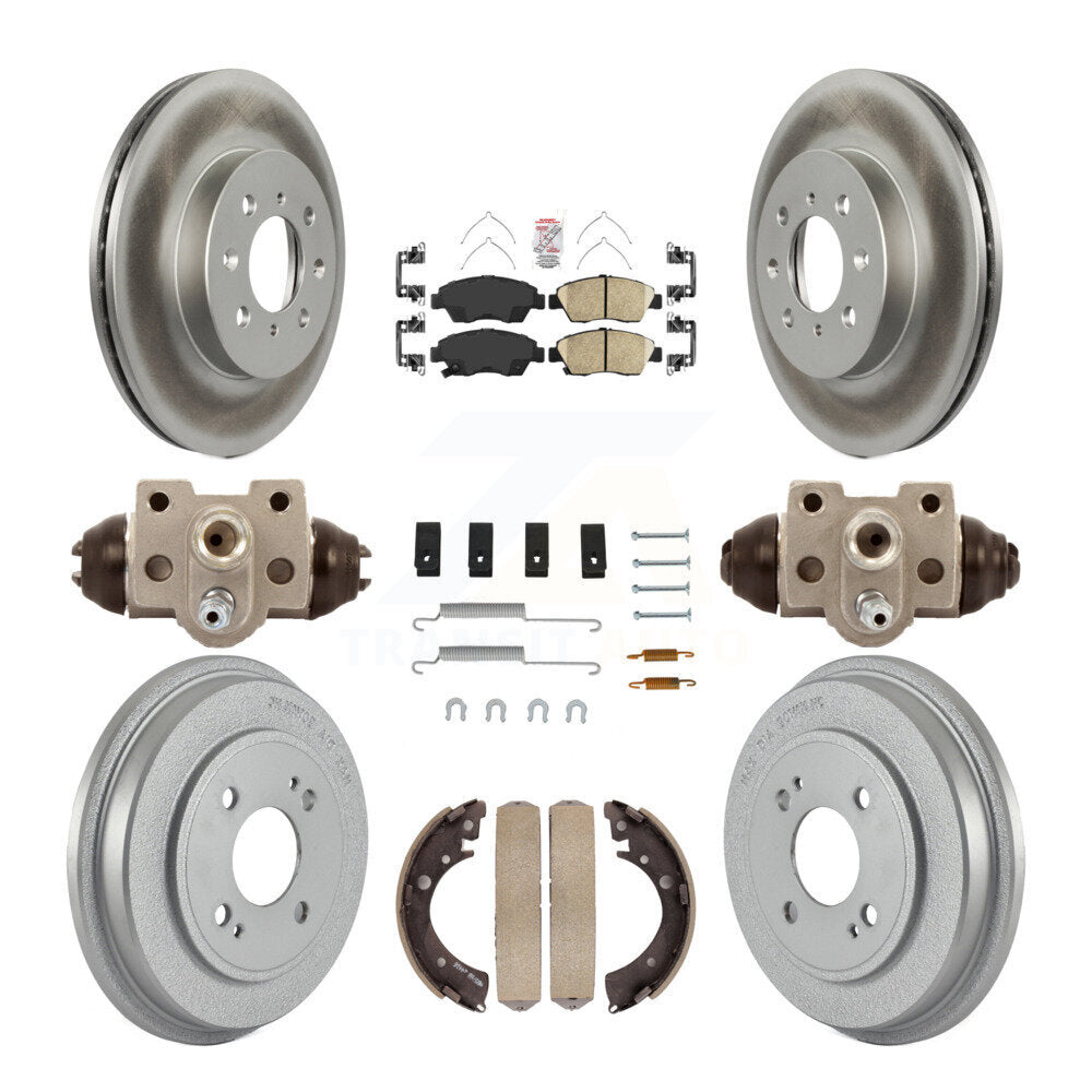 Rotors de frein à disque avant et arrière, tampons en céramique et Kit de tambour revêtu (9 pièces) pour Honda Civi