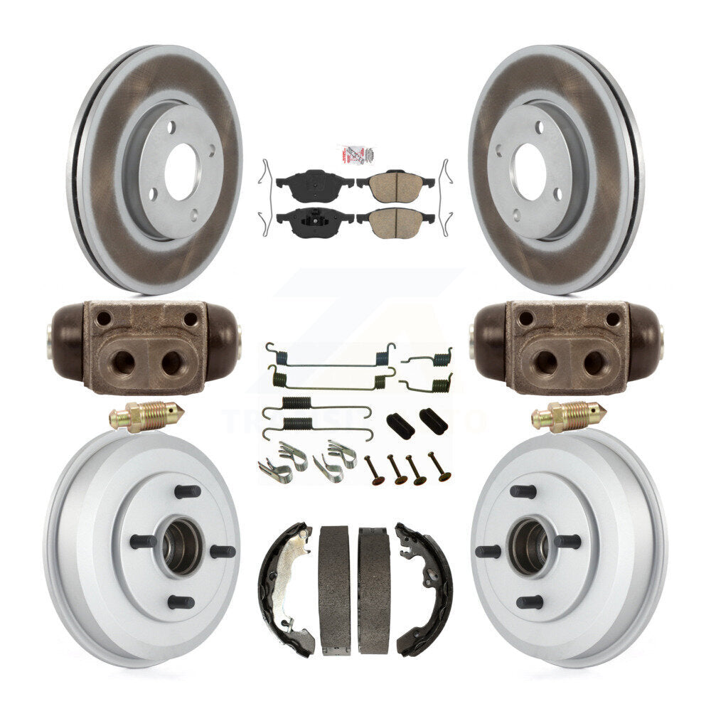 Rotor de frein à disque avant et arrière, tampons en céramique et Kit de tambour revêtu (9 pièces) pour Ford Focu