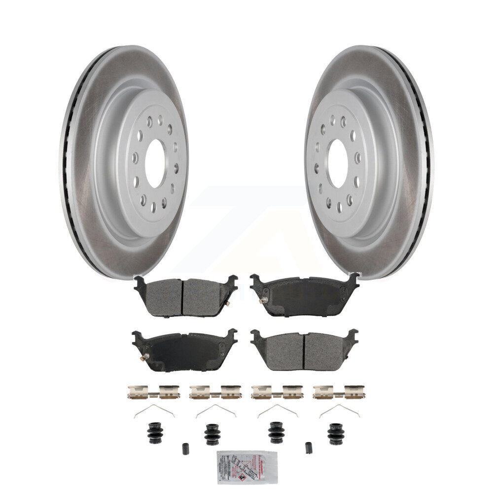 Kit de rotors de frein à disque à revêtement arrière et de plaquettes semi-métalliques pour Ram 1500 KGA-10586
