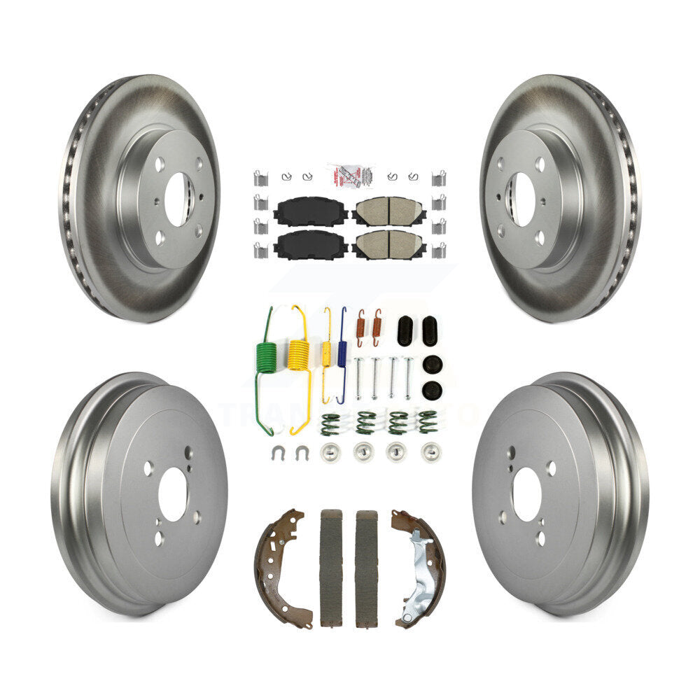 Rotor de frein à disque avant et arrière, tampons en céramique et Kit de tambour revêtu (7 pièces) pour Toyota Yari