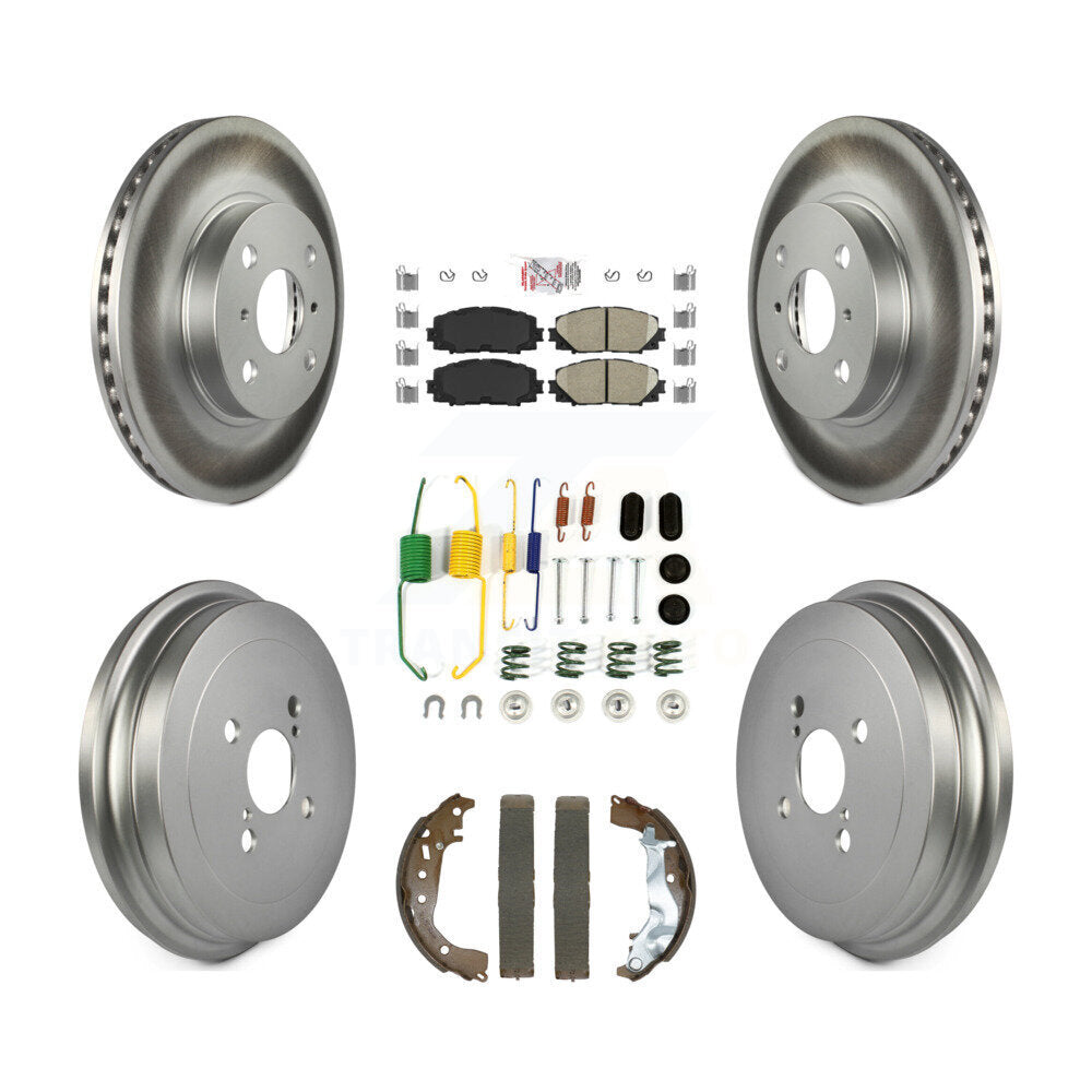 Rotor de frein à disque avant et arrière, tampons en céramique et Kit de tambour revêtu (7 pièces) pour Toyota Yari