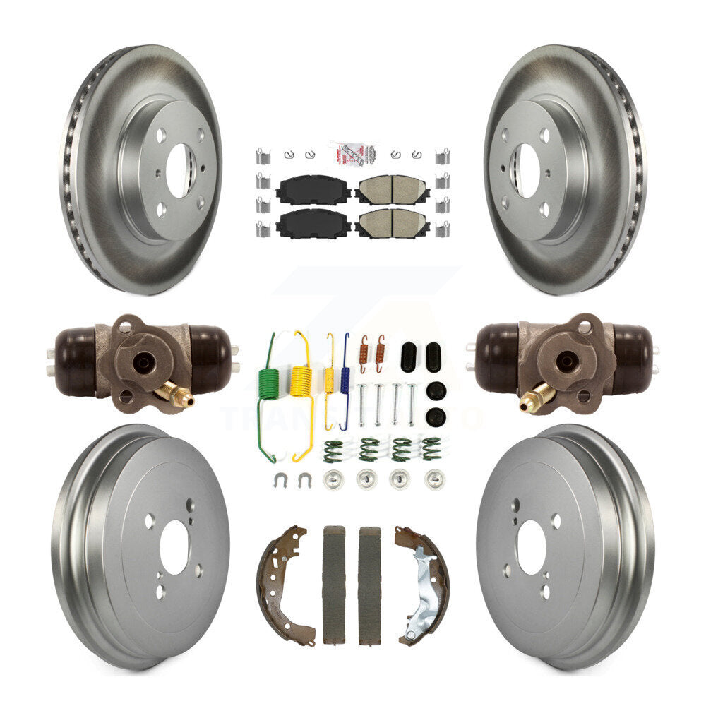 Rotor de frein à disque avant et arrière, tampons en céramique et Kit de tambour revêtu (9 pièces) pour Toyota Yari