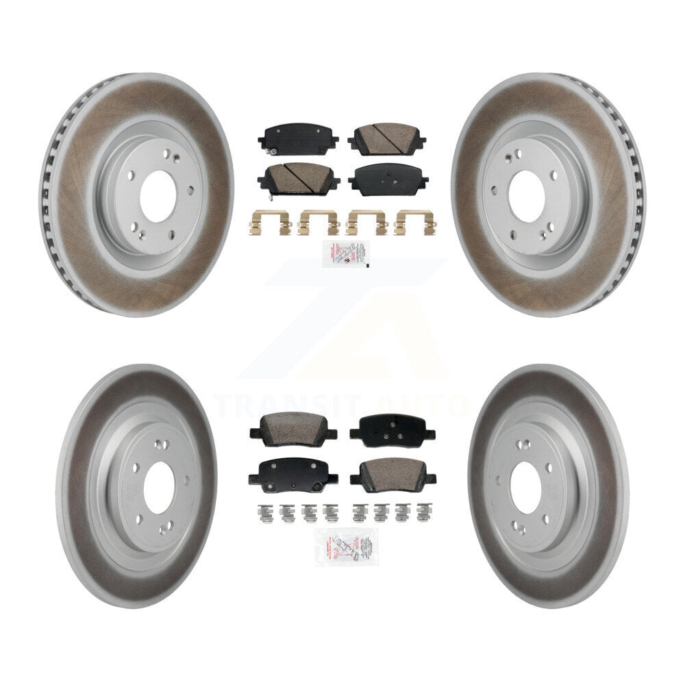 Kit de plaquettes en céramique avant et arrière et rotor de frein revêtu pour Hyundai Santa Cru 2022 – 2023