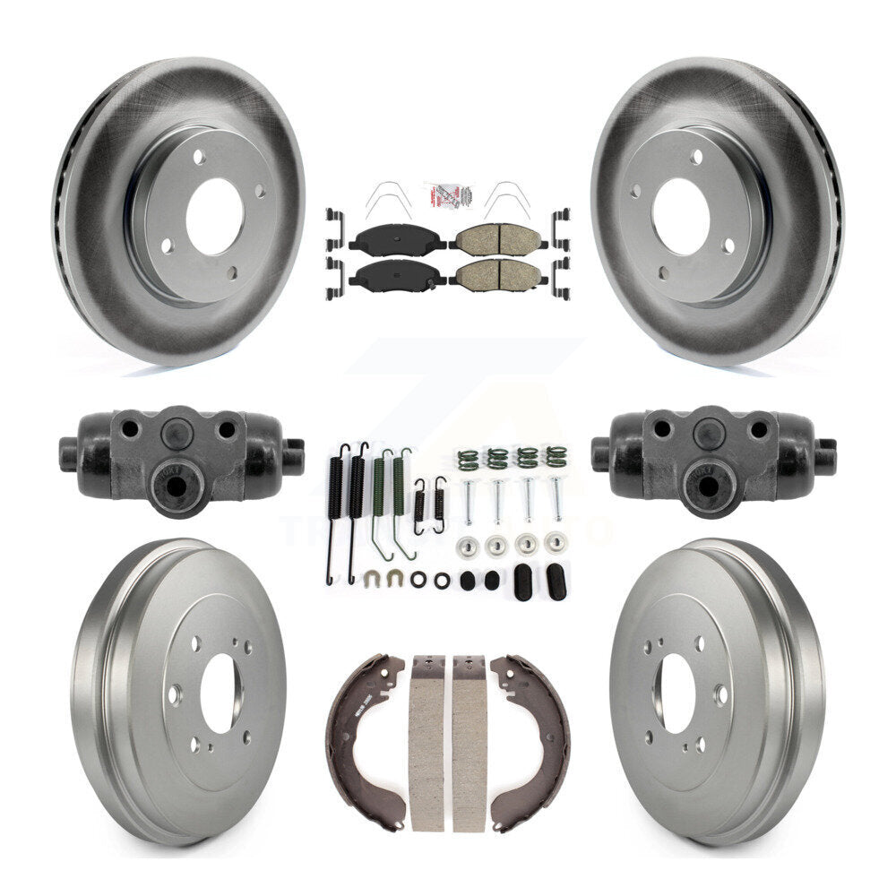 Rotor de frein à disque avant et arrière, tampons en céramique et Kit de tambour revêtu (9 pièces) pour Nissan Vers