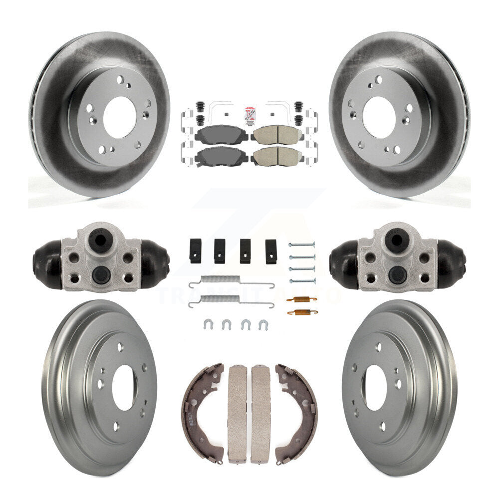 Rotors de frein à disque avant et arrière, tampons en céramique et Kit de tambour revêtu (9 pièces) pour Honda Civi
