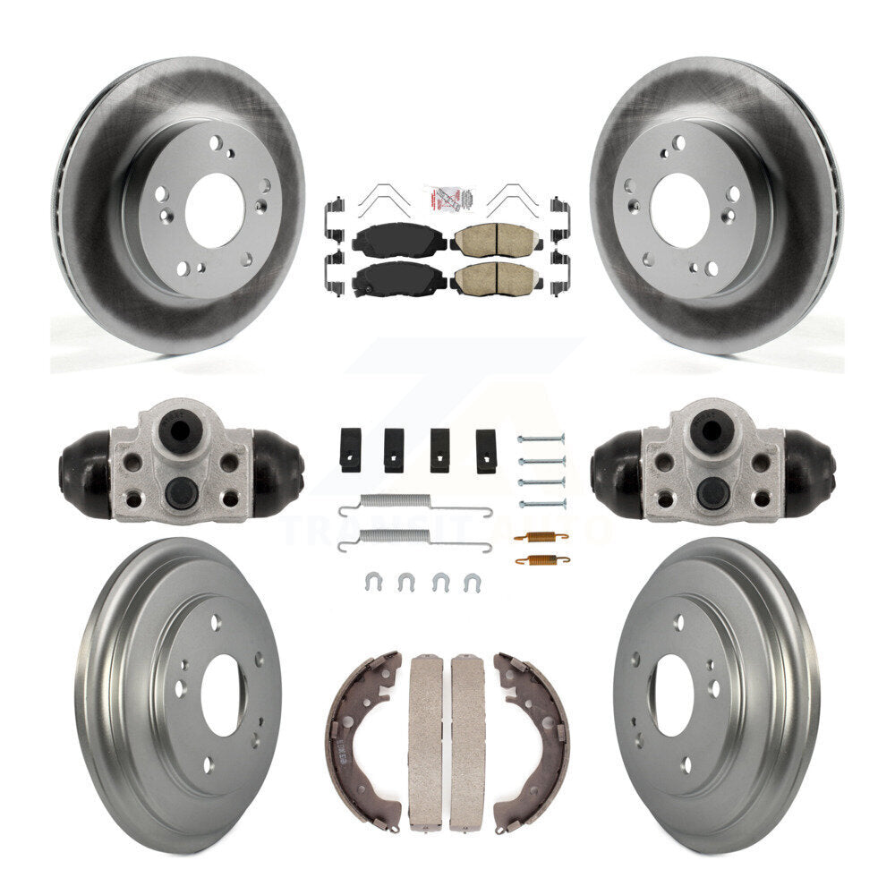 Rotors de frein à disque avant et arrière, tampons en céramique et Kit de tambour revêtu (9 pièces) pour Honda Civi