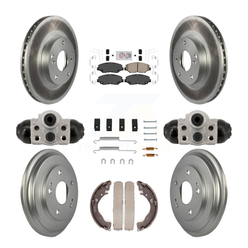 Rotors de frein à disque avant et arrière, tampons en céramique et Kit de tambour revêtu (9 pièces) pour Honda Civi