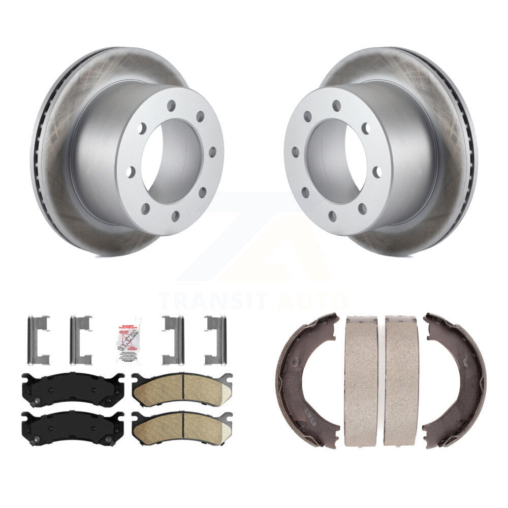 Kit de plaquettes en céramique et de patins de frein de stationnement pour rotors arrière à revêtement de disque KGA-106584