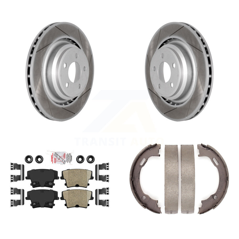Kit de plaquettes en céramique et de patins de frein de stationnement, Rotors à revêtement de disque arrière pour Dodge Charge