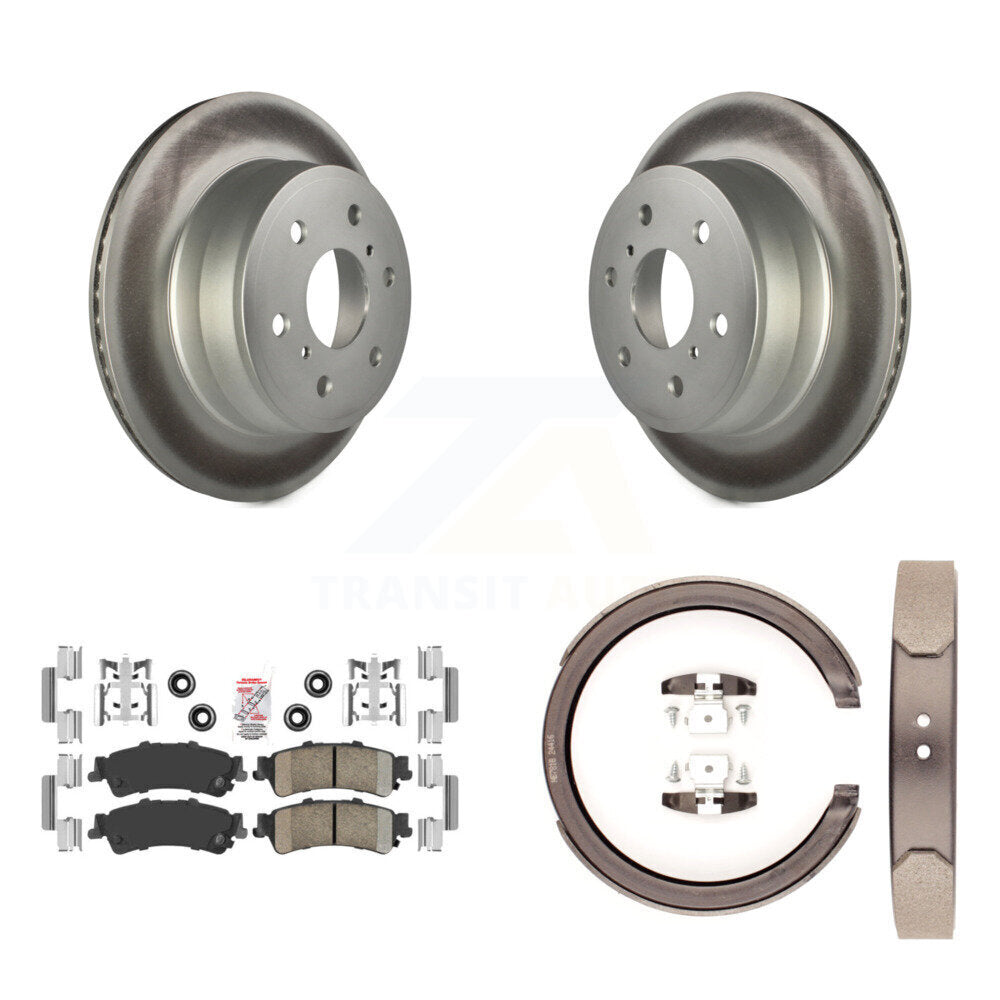 Kit de plaquettes en céramique et de patins de frein de stationnement pour rotors arrière à revêtement de disque KGA-106744