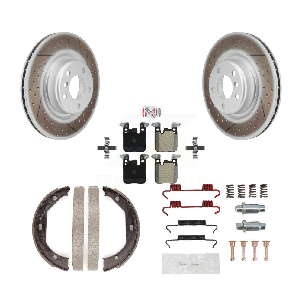 Rotors à revêtement de disque arrière, patins semi-métalliques, chaussures de stationnement et Kit de matériel pour BMW